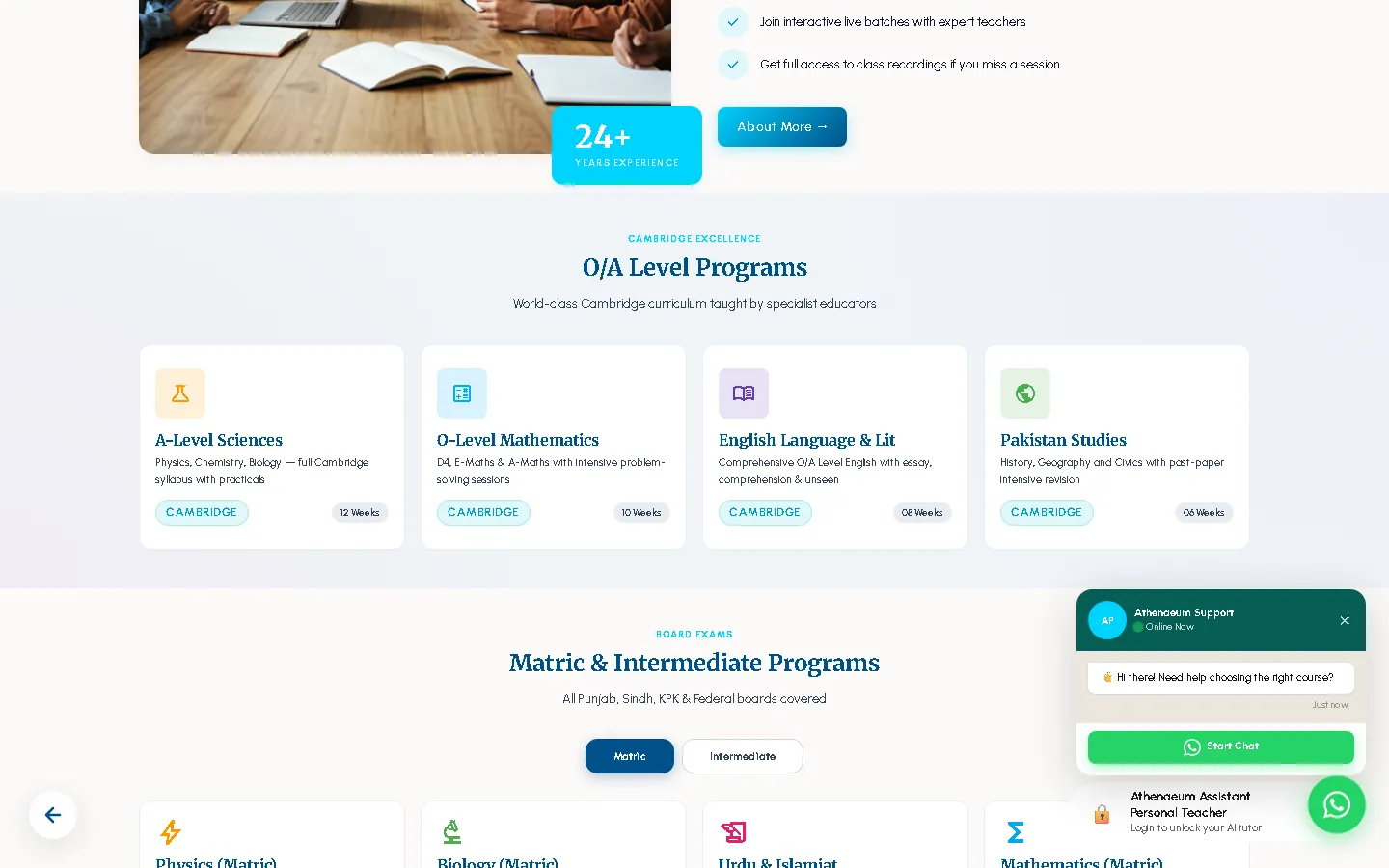 Athenaeum Academy — a section further down the page